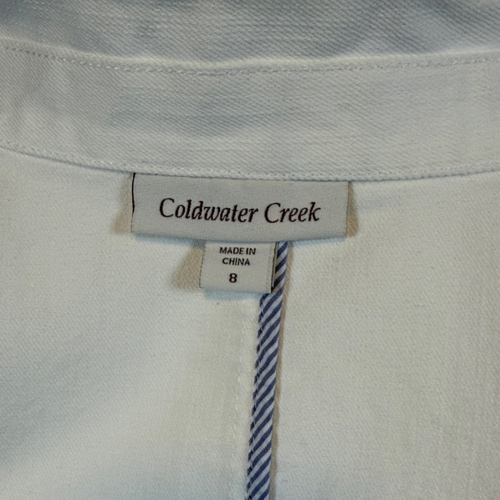 Women's Double-Breasted White Jacket With Pockets and Silver Buttons Size 8 - Picture 4 of 13